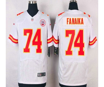 Men's Kansas City Chiefs #74 Paul Fanaika White Road NFL Nike Elite Jersey