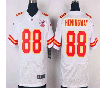 Men's Kansas City Chiefs #88 Junior Hemingway White Road NFL Nike Elite Jersey