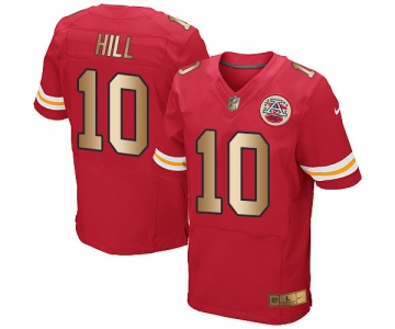 Nike Chiefs #10 Tyreek Hill Red Team Color Men's Stitched NFL Elite Gold Jersey