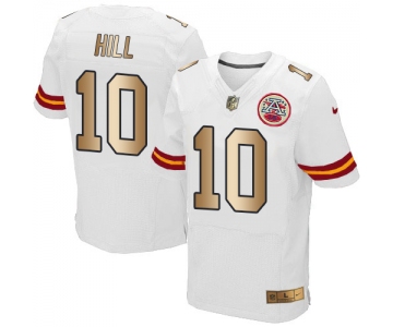 Nike Chiefs #10 Tyreek Hill White Men's Stitched NFL Elite Gold Jersey