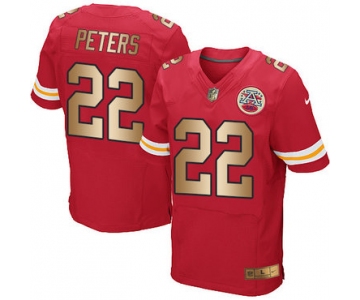 Nike Chiefs #22 Marcus Peters Red Team Color Men's Stitched NFL Elite Gold Jersey