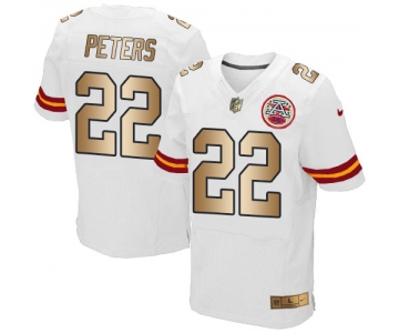 Nike Chiefs #22 Marcus Peters White Men's Stitched NFL Elite Gold Jersey