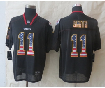 Nike Kansas City Chiefs #11 Alex Smith 2014 USA Flag Fashion Black Elite Jersey