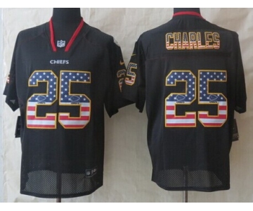 Nike Kansas City Chiefs #25 Jamaal Charles 2014 USA Flag Fashion Black Elite Jersey