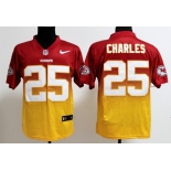 Nike Kansas City Chiefs #25 Jamaal Charles Red/Yellow Fadeaway Elite Jersey