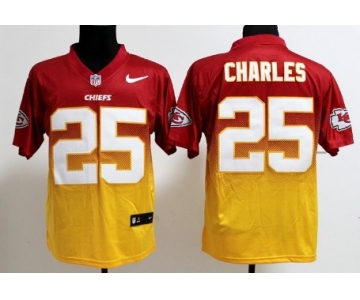 Nike Kansas City Chiefs #25 Jamaal Charles Red/Yellow Fadeaway Elite Jersey