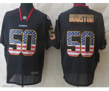 Nike Kansas City Chiefs #50 Justin Houston 2014 USA Flag Fashion Black Elite Jersey