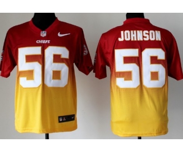 Nike Kansas City Chiefs #56 Derrick Johnson Red/Yellow Fadeaway Elite Jersey