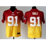 Nike Kansas City Chiefs #91 Tamba Hali Red/Yellow Fadeaway Elite Jersey
