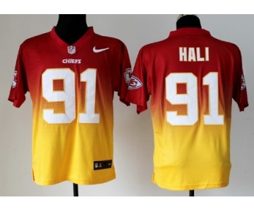 Nike Kansas City Chiefs #91 Tamba Hali Red/Yellow Fadeaway Elite Jersey