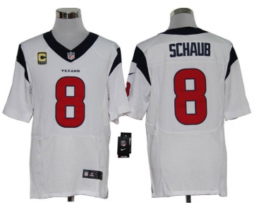 Size 60 4XL-Matt Schaub Houston Texans #8 C Patch White Stitched Nike Elite NFL Jerseys