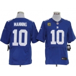 Size 60 4XL-2012 Eli Manning New York Giants #10 Blue Stitched Nike Elite NFL Jerseys C Patch