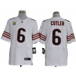 Size 60 4XL-Jay Cutler Chicago Bears #6 C Patch White Stitched Nike Elite NFL Jerseys