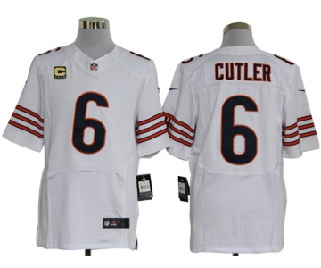 Size 60 4XL-Jay Cutler Chicago Bears #6 C Patch White Stitched Nike Elite NFL Jerseys