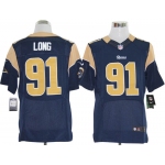 Size 60 4XL-Chris Long St. Louis Rams #91 Blue Stitched Nike Elite NFL Jerseys