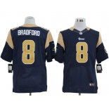 Size 60 4XL-Sam Bradford St. Louis Rams #8 Blue Stitched Nike Elite NFL Jerseys