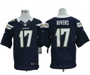 Size 60 4XL-Philip Rivers San Diego Chargers #17 Dark Blue Stitched Nike Elite NFL Jerseys