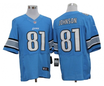 Size 60 4XL-Calvin Johnson Detroit Lions #81 Light Blue Stitched Nike Elite NFL Jerseys