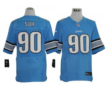 Size 60 4XL-Ndamukong Suh Detroit Lions #90 Light Blue Stitched Nike Elite NFL Jerseys