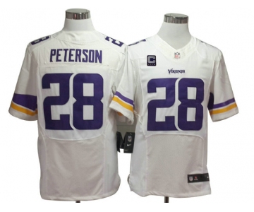 Size 60 4XL Adrian Peterson Minnesota Vikings #28 White Stitched Nike Elite Jersey C Pacth