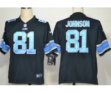 Nike Detroit Lions #81 Calvin Johnson Black Game Jersey