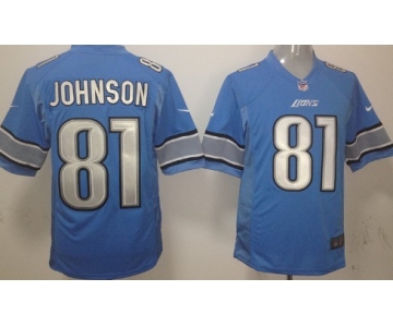 Nike Detroit Lions #81 Calvin Johnson Light Blue Game Jersey