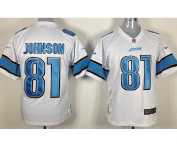 Nike Detroit Lions #81 Calvin Johnson White Game Jersey