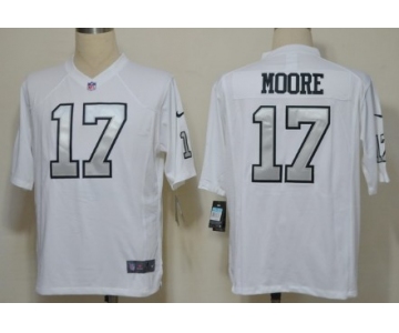 Nike Oakland Raiders #17 Denarius Moore White With Silvery Game Jersey