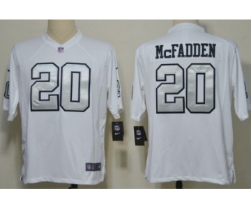 Nike Oakland Raiders #20 Darren McFadden White With Silvery Game Jersey