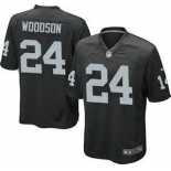 Nike Oakland Raiders #24 Charles Woodson Black Game Jersey