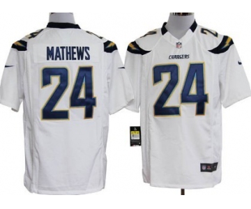 Nike San Diego Chargers #24 Ryan Mathews White Game Jersey