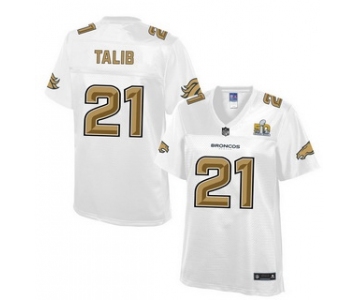 Denver Broncos #21 Aqib Talib Nike All White With Gold 2016 Super Bowl 50 Patch Game Jersey
