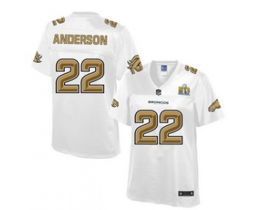 Denver Broncos #22 C. J. Anderson Nike All White With Gold 2016 Super Bowl 50 Patch Game Jersey