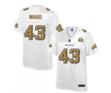 Denver Broncos #43 T. J. Ward Nike All White With Gold 2016 Super Bowl 50 Patch Game Jersey