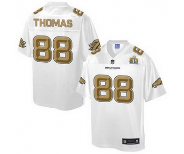Denver Broncos #88 Demaryius Thomas Nike All White With Gold 2016 Super Bowl 50 Patch Game Jersey