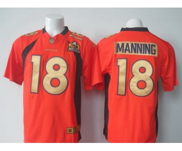 Men's Denver Broncos #18 Peyton Manning Orange Super Bowl 50th Anniversary 2016 NFL Nike Game Jersey
