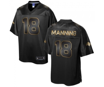 Nike Broncos #18 Peyton Manning Pro Line Black Gold Collection Men's Stitched NFL Game Jersey