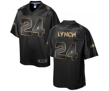 Nike Seahawks #24 Marshawn Lynch Pro Line Black Gold Collection Men's Stitched NFL Game Jersey