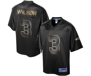 Nike Seahawks #3 Russell Wilson Pro Line Black Gold Collection Men's Stitched NFL Game Jersey