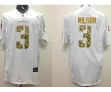 Nike Seattle Seahawks #3 Russell Wilson Salute to Service White Game Jersey