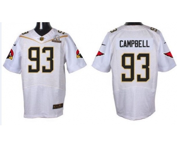 Men's Arizona Cardinals #93 Calais Campbell White 2016 Pro Bowl Nike Elite Jersey