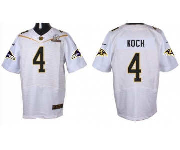 Men's Baltimore Ravens #4 Sam Koch White 2016 Pro Bowl Nike Elite Jersey