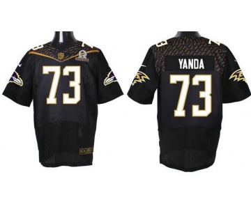 Men's Baltimore Ravens #73 Marshal Yanda Black 2016 Pro Bowl Nike Elite Jersey