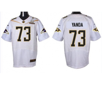 Men's Baltimore Ravens #73 Marshal Yanda White 2016 Pro Bowl Nike Elite Jersey