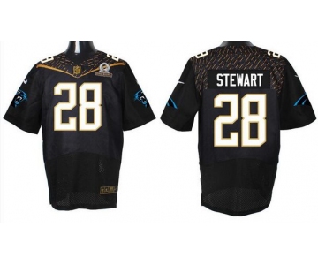 Men's Carolina Panthers #28 Jonathan Stewart Black 2016 Pro Bowl Nike Elite Jersey