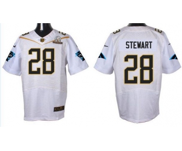 Men's Carolina Panthers #28 Jonathan Stewart White 2016 Pro Bowl Nike Elite Jersey