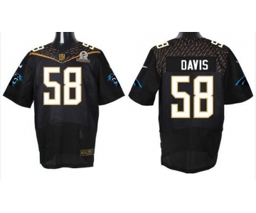 Men's Carolina Panthers #58 Thomas Davis Sr Black 2016 Pro Bowl Nike Elite Jersey