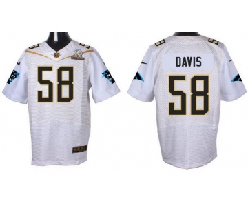 Men's Carolina Panthers #58 Thomas Davis Sr White 2016 Pro Bowl Nike Elite Jersey