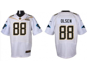 Men's Carolina Panthers #88 Greg Olsen White 2016 Pro Bowl Nike Elite Jersey