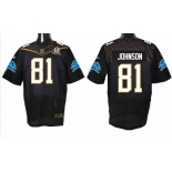 Men's Detroit Lions #81 Calvin Johnson Black 2016 Pro Bowl Nike Elite Jersey